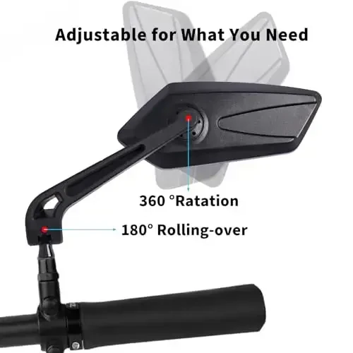 Bike Mirror, 1 Pair 360˚ Rotatable Bicycle Mirrors for Handlebars, Adjustable HD Wide Angle Bicycle Cycling Mirror, Bike Handlebar Rearview Mirror for Mountain Road Adult Bike, Ebike (Clear View) - 4