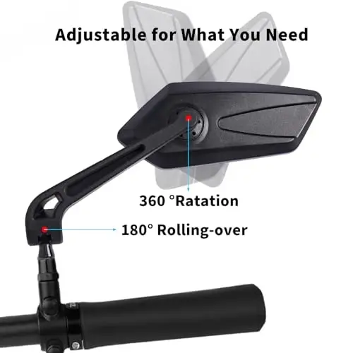 Bike Mirror, 1 Pair 360˚ Rotatable Bicycle Mirrors for Handlebars, Adjustable HD Wide Angle Bicycle Cycling Mirror, Bike Handlebar Rearview Mirror for Mountain Road Adult Bike, Ebike (Clear View) - 4