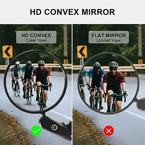 Bike Mirror, 2 Pcs 360˚ Rotatable Bar End Bicycle Mirrors for Handlebars, Wide Angle Convex Bike Mirrors Handlebar Rearview Mirror Bike Mirrors for Handlebar End Mount Mountain Road Adult Bike Cycling - BABYFOND (1)