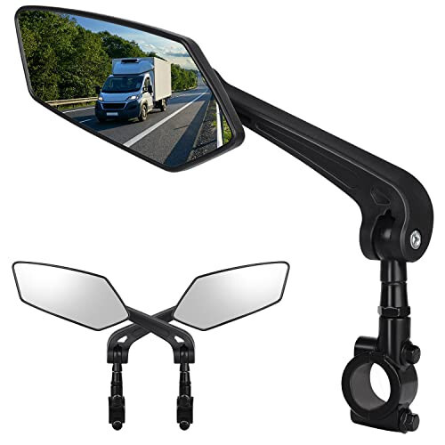 Bike Mirror, Bicycle Mirrors of Handlebars Rotate Rearview Glass Lens, Safe Cycling Bike Rear View Mirror (Diamond) - COTOUXKER