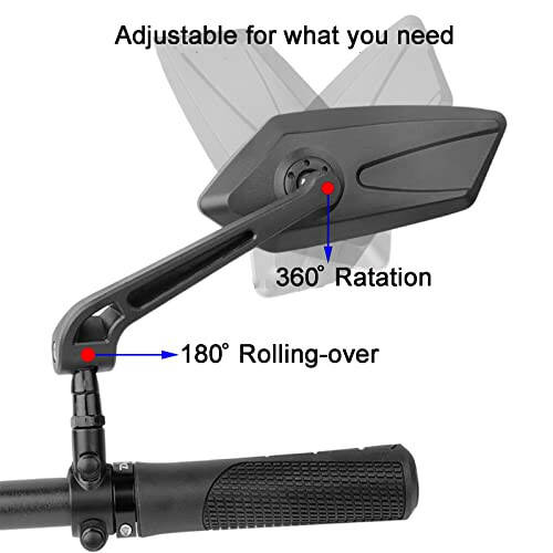 Bike Mirror, Bicycle Mirrors of Handlebars Rotate Rearview Glass Lens, Safe Cycling Bike Rear View Mirror (Diamond) - 3