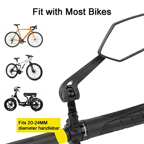 Bike Mirror, Bicycle Mirrors of Handlebars Rotate Rearview Glass Lens, Safe Cycling Bike Rear View Mirror (Diamond) - 6