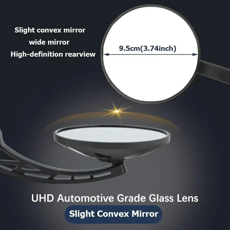 Bike Mirror Handlebar End Mount,Rotatable And Adjustable ebike mirror Wide Angle Bicycle Safe Clear E-Bike Glass Slight convex Shockproof Bike Rear View Mirrors - 5