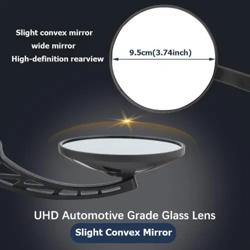 Bike Mirror Handlebar End Mount,Rotatable And Adjustable ebike mirror Wide Angle Bicycle Safe Clear E-Bike Glass Slight convex Shockproof Bike Rear View Mirrors - 5