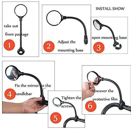 Bike Mirror Rotatable And Adjustable Wide Angle Rear View Shockproof Convex Mirror Universal For Bike Bicycle - 5