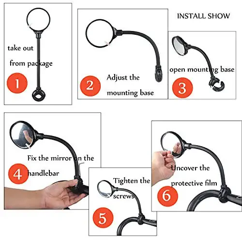 Bike Mirror Rotatable And Adjustable Wide Angle Rear View Shockproof Convex Mirror Universal For Bike Bicycle - 5