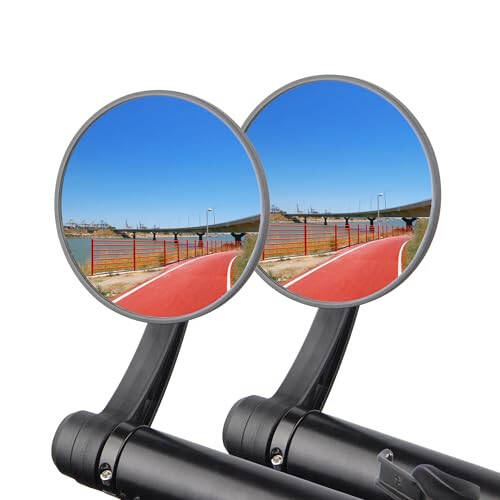 Bike Mirrors, Handlebar End Mirror, Rotatable And Adjustable Wide Angle Bicycle Mirror for Handlebars End Mount Safe Clear E-Bike Glass Side Mirror,Universal Shockproof Bike Rear View Mirror - 1
