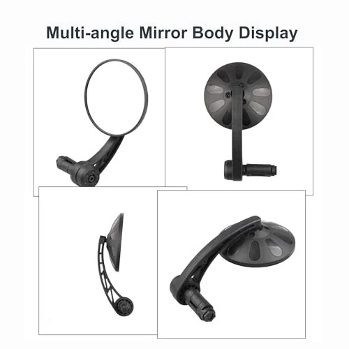 Bike Mirrors, Handlebar End Mirror, Rotatable And Adjustable Wide Angle Bicycle Mirror for Handlebars End Mount Safe Clear E-Bike Glass Side Mirror,Universal Shockproof Bike Rear View Mirror - RUTVEING (1)