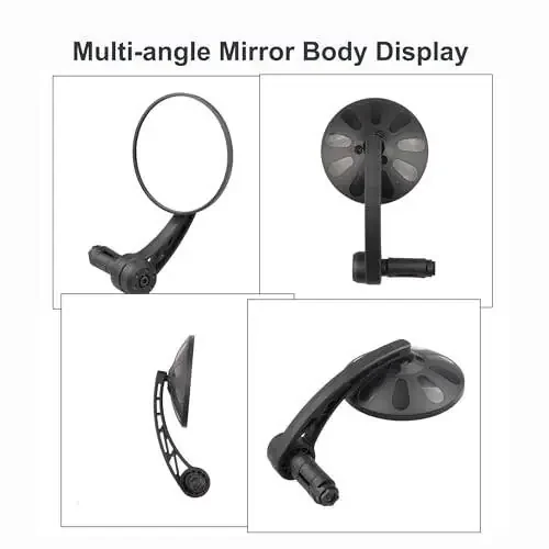Bike Mirrors, Handlebar End Mirror, Rotatable And Adjustable Wide Angle Bicycle Mirror for Handlebars End Mount Safe Clear E-Bike Glass Side Mirror,Universal Shockproof Bike Rear View Mirror - 2