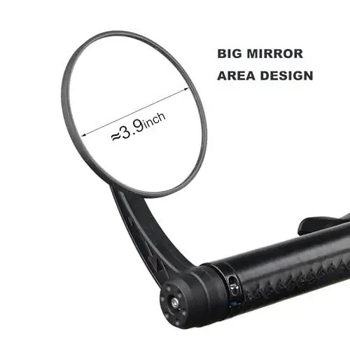 Bike Mirrors, Handlebar End Mirror, Rotatable And Adjustable Wide Angle Bicycle Mirror for Handlebars End Mount Safe Clear E-Bike Glass Side Mirror,Universal Shockproof Bike Rear View Mirror - 5