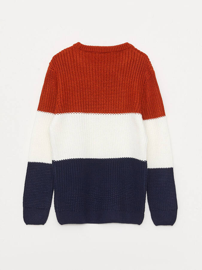 Bike Neck Color Block Long Sleeve Boys Knit Sweater - 6