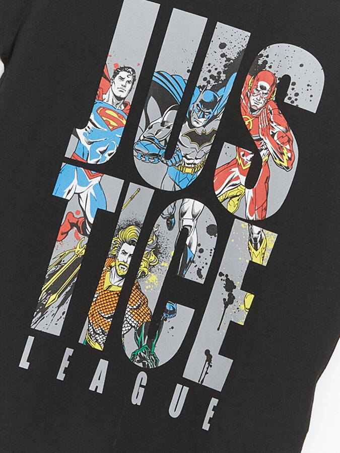 Bike Neck Justice League Printed Short Sleeve Boy's T-Shirt and Shorts - 10