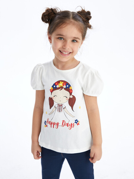 Bike Neck Printed Short Sleeve Baby Girl T-Shirt - 6