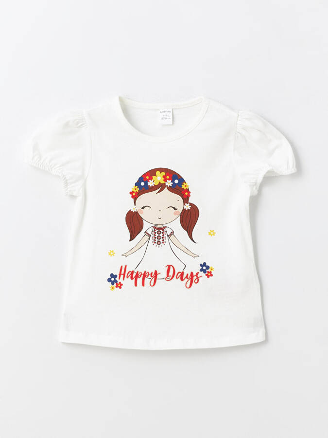 Bike Neck Printed Short Sleeve Baby Girl T-Shirt - 8