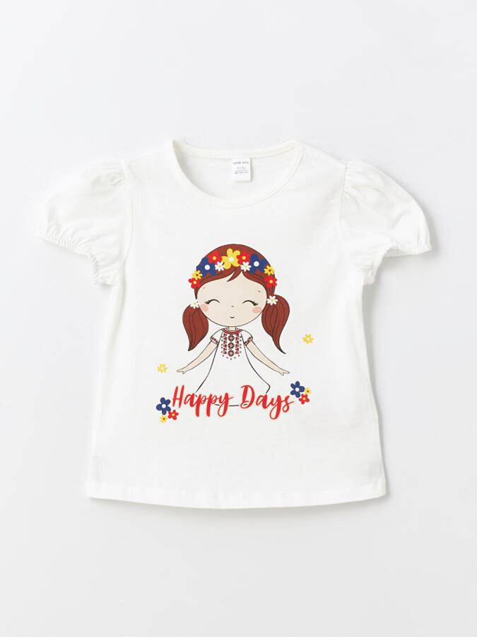 Bike Neck Printed Short Sleeve Baby Girl T-Shirt - 3