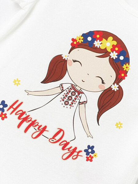 Bike Neck Printed Short Sleeve Baby Girl T-Shirt - 5