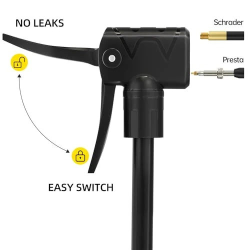 Bike Pump, 25” Height Full Size Bicycle Pump with 160 PSI High Pressure, Bike tire Pump with Presta and Schrader Valve, Bike Air Pump for Bike Tires, Balls and Swimming Ring, Bike Pumps with Psi Gauge… - 3