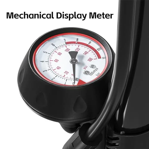 Bike Pump, 25” Height Full Size Bicycle Pump with 160 PSI High Pressure, Bike tire Pump with Presta and Schrader Valve, Bike Air Pump for Bike Tires, Balls and Swimming Ring, Bike Pumps with Psi Gauge… - 4