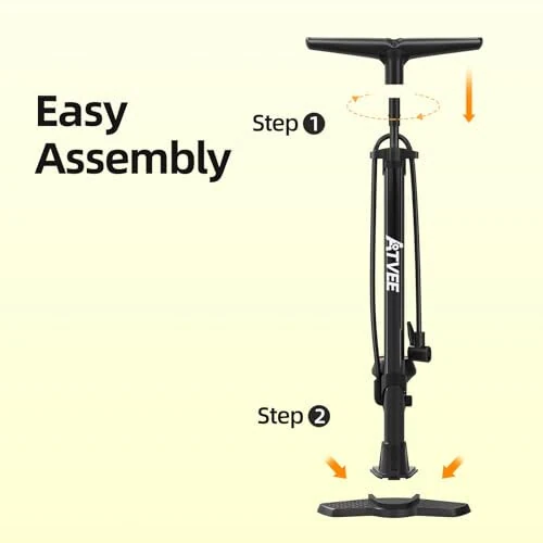 Bike Pump, 25” Height Full Size Bicycle Pump with 160 PSI High Pressure, Bike tire Pump with Presta and Schrader Valve, Bike Air Pump for Bike Tires, Balls and Swimming Ring, Bike Pumps with Psi Gauge… - 7