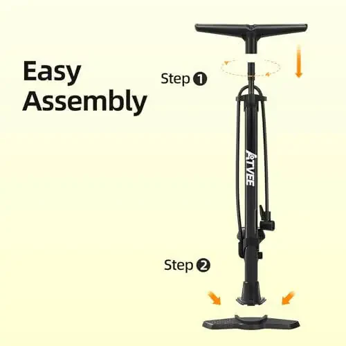 Bike Pump, 25” Height Full Size Bicycle Pump with 160 PSI High Pressure, Bike tire Pump with Presta and Schrader Valve, Bike Air Pump for Bike Tires, Balls and Swimming Ring, Bike Pumps with Psi Gauge… - 7