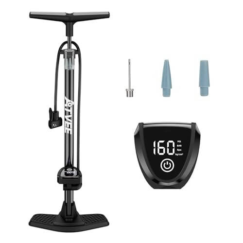 Bike Pump, 25” Height Full Size Bicycle Pump with 160 PSI High Pressure, Bike tire Pump with Presta and Schrader Valve, Bike Air Pump for Bike Tires, Balls and Swimming Ring,Bike Pumps with Psi Gauge… - 1