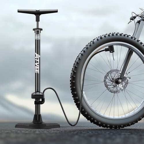 Bike Pump, 25” Height Full Size Bicycle Pump with 160 PSI High Pressure, Bike tire Pump with Presta and Schrader Valve, Bike Air Pump for Bike Tires, Balls and Swimming Ring,Bike Pumps with Psi Gauge… - 2