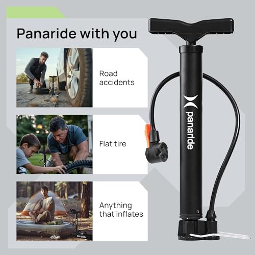 Bike Pump Floor, Advanced Bike Tire Inflator, Bicycle Hand Air Pump with Dual Presta and Schrader Valves, Handheld Bike Pump, Suitable for Road and Mountain Bikes, Baby Stroller, Balls - 1