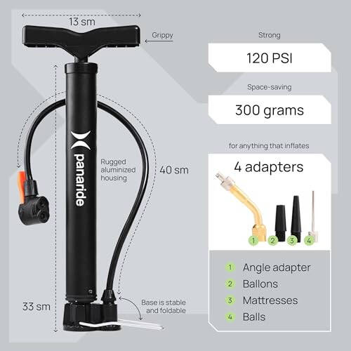 Bike Pump Floor, Advanced Bike Tire Inflator, Bicycle Hand Air Pump with Dual Presta and Schrader Valves, Handheld Bike Pump, Suitable for Road and Mountain Bikes, Baby Stroller, Balls - 2