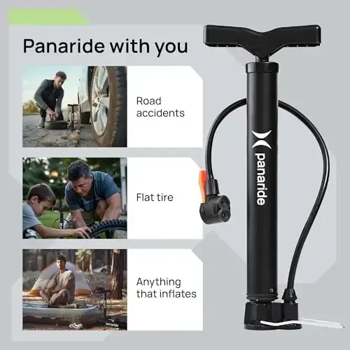 Bike Pump Floor, Advanced Bike Tire Inflator, Bicycle Hand Air Pump with Dual Presta and Schrader Valves, Handheld Bike Pump, Suitable for Road and Mountain Bikes, Baby Stroller, Balls - 3