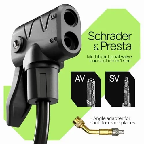 Bike Pump Floor, Advanced Bike Tire Inflator, Bicycle Hand Air Pump with Dual Presta and Schrader Valves, Handheld Pump, Suitable for Road and Mountain Bikes, Baby Stroller, Balls - 3