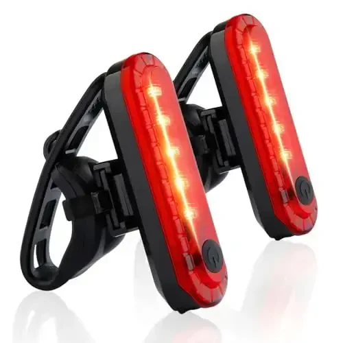 Bike Tail Light Rechargeable 2 Pack, Rear Red Bike Light for Night Riding, Back Bicycle Taillights with Great Battery Life, Easy to Install On Any Bike Trailer or Helmet - Yuwumin