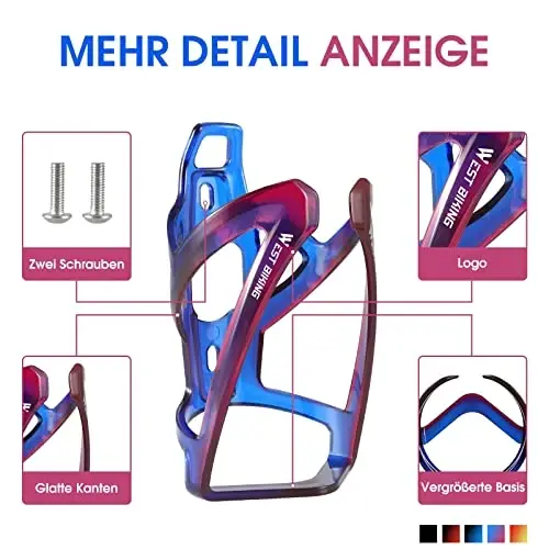 Bike Water Bottle Cage, Durable Ultralight Plastic Water Drink Holder Rack, Lightweight PC Water Bottle Holder for Bicycle, Cycling Bottle Holder Cages for MTB, Road Bike, Mountain Bikes - 4