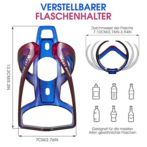 Bike Water Bottle Cage, Durable Ultralight Plastic Water Drink Holder Rack, Lightweight PC Water Bottle Holder for Bicycle, Cycling Bottle Holder Cages for MTB, Road Bike, Mountain Bikes - WEST BIKING (1)