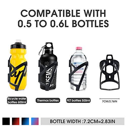 Bike Water Bottle Cage, Durable Ultralight Plastic Water Drink Holder Rack, Lightweight PC Water Bottle Holder for Bicycle, Cycling Bottle Holder Cages for MTB, Road Bike, Mountain Bikes (A) - 3