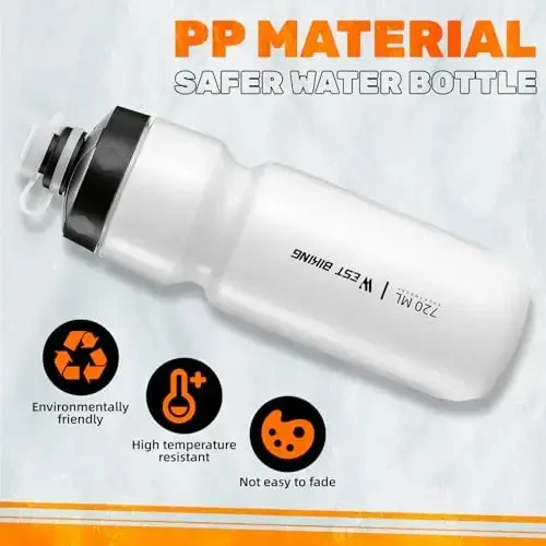 Bike Water Bottle Cage with Bottle, Durable Ultralight Plastic Water Drink Holder Rack, Lightweight PC Water Bottle Holder for Bicycle, Cycling Bottle Holder Cages for MTB, Road Bike(White) - 4