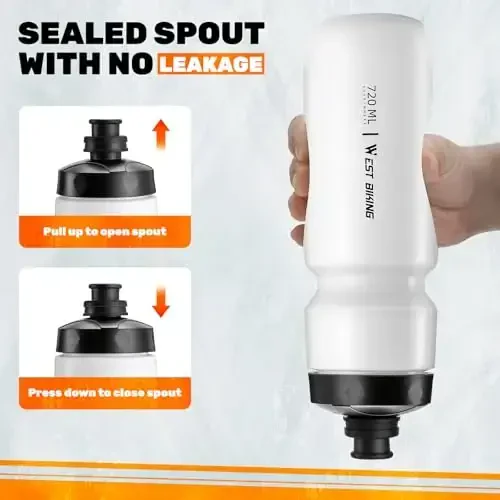 Bike Water Bottle Cage with Bottle, Durable Ultralight Plastic Water Drink Holder Rack, Lightweight PC Water Bottle Holder for Bicycle, Cycling Bottle Holder Cages for MTB, Road Bike(White) - 7