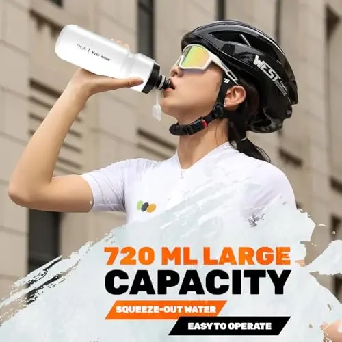 Bike Water Bottle Cage with Bottle, Durable Ultralight Plastic Water Drink Holder Rack, Lightweight PC Water Bottle Holder for Bicycle, Cycling Bottle Holder Cages for MTB, Road Bike(White) - 6