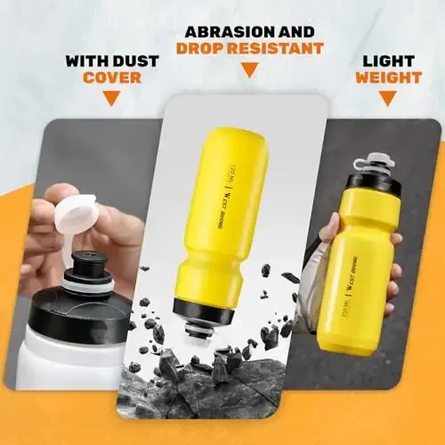 Bike Water Bottle Cage with Bottle, Durable Ultralight Plastic Water Drink Holder Rack, Lightweight PC Water Bottle Holder for Bicycle, Cycling Bottle Holder Cages for MTB, Road Bike(Yellow) - 5