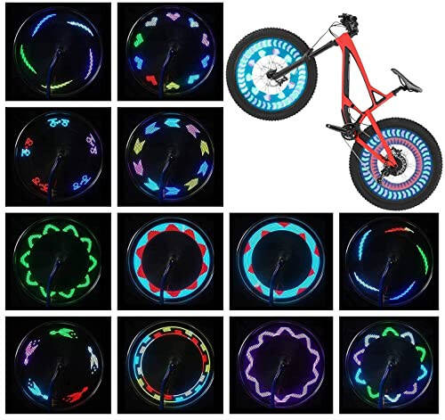 Bike Wheel Lights (2 Pack) - Waterproof LED Bicycle Spoke Lights Safety Tire Lights - Great Gift for Kids Adults - 30 Different Patterns Change - Bike Accessories - Black - 1