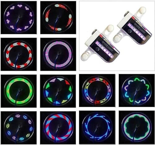 Bike Wheel Lights (2 Pack) - Waterproof LED Bicycle Spoke Lights Safety Tire Lights - Great Gift for Kids Adults - 30 Different Patterns Change - Bike Accessories - Black - 2