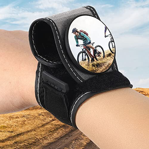 Bike Wrist Mirror, Bicycle Bike Back Mirror 360°Adjustable Wide Angle Wrist Band Rear View Mirror Wrist Guards Wristbands HD Safe Mirror - 1