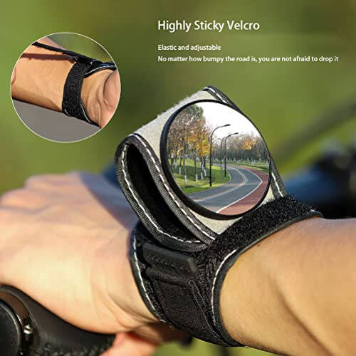 Bike Wrist Mirror, Bicycle Bike Back Mirror 360°Adjustable Wide Angle Wrist Band Rear View Mirror Wrist Guards Wristbands HD Safe Mirror - 5