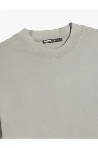 Bikep Yaka Paxta Qisqa Yengli Asosiy Slim Fit Ti - 3