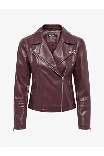 Biker Otw Noos Kadın Pu Suni Deri Ceket - Bordo15153079 - 1