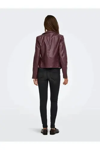 Biker Otw Noos Kadın Pu Suni Deri Ceket - Bordo15153079 - 3