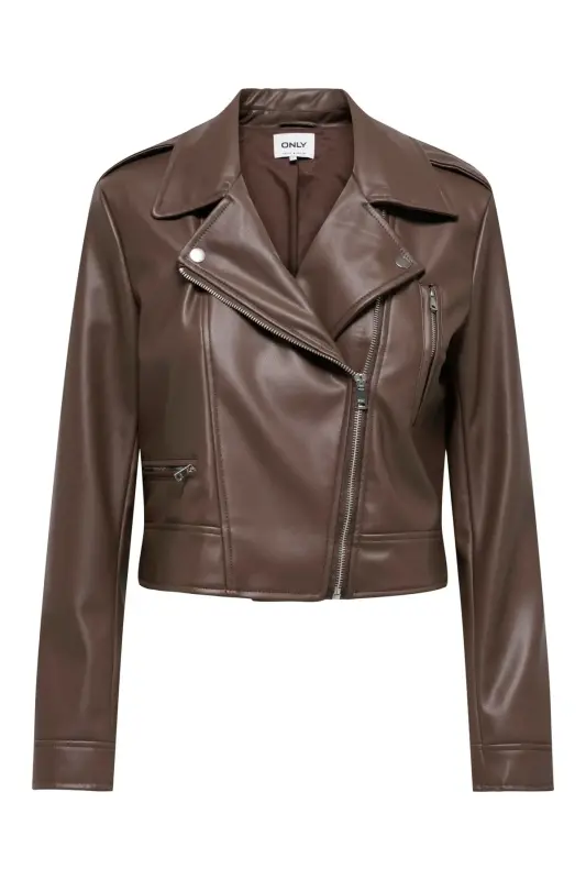 Biker Otw Noos Kadın Suni Deri Ceket KAHVE - Kahverengi15361396 - 3