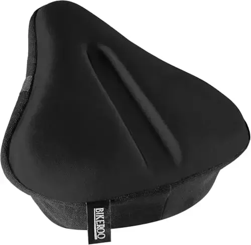 Bikeroo Bike Seat Cushion - Padded Gel Bike Seat Cover, Compatible with Peloton, Adjustable for Men & Womens Comfort on Stationary Exercise, Mountain and Road Bicycle Seats - 1