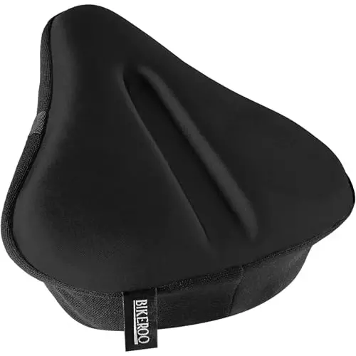 Bikeroo Bike Seat Cushion - Padded Gel Bike Seat Cover, Compatible with Peloton, Adjustable for Men & Womens Comfort on Stationary Exercise, Mountain and Road Bicycle Seats - 1