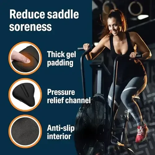 Bikeroo Bike Seat Cushion - Padded Gel Bike Seat Cover, Compatible with Peloton, Adjustable for Men & Womens Comfort on Stationary Exercise, Mountain and Road Bicycle Seats - 2