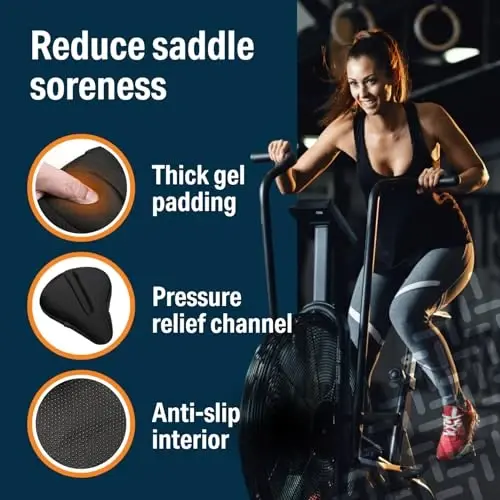 Bikeroo Bike Seat Cushion - Padded Gel Bike Seat Cover, Compatible with Peloton, Adjustable for Men & Womens Comfort on Stationary Exercise, Mountain and Road Bicycle Seats - 2